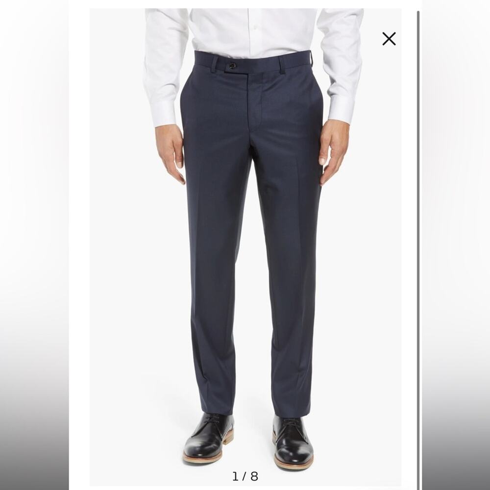 Ted Baker London Jefferson Flat Front Wool Dress Pants 34/Unhemmed